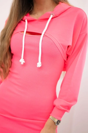 Sukienka z bluzą różowy neon