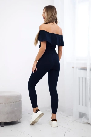 Komplet z falbanką granatowy