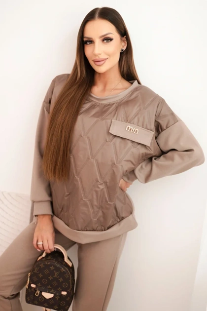 Komplet dresowy damski z wiskozy z pikowaną bluzą i spodniami fango