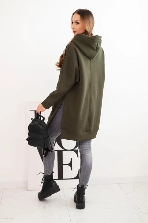 Bluza ocieplana z rozcięciami na bokach khaki