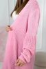 Sweter długi kardigan jasny różowy