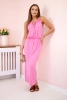 Sukienka boho z rozporkiem jasno różowa