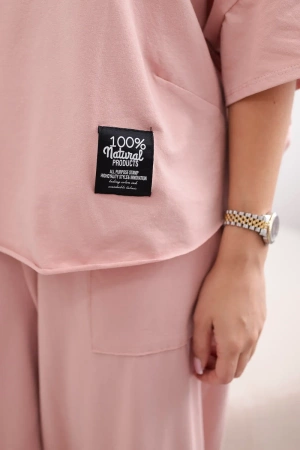 Komplet bawełniany bluzka + spodnie ciemny pudrowy róż