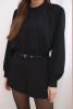 Kombinezon damski z paskiem i długim rękawem czarny
