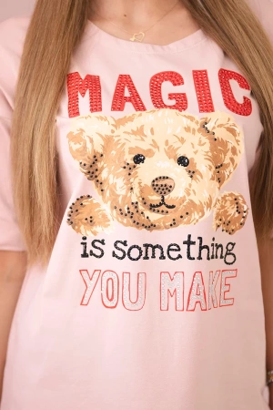 Bluzka z nadrukiem Magic ciemny pudrowy róż