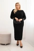 Sukienka swetrowa damska Plus Size z moherem czarna
