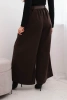 Spodnie damskie z szeroką nogawką i paskiem brązowe