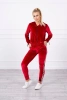 Komplet welurowy z ozdobnymi taśmami czerwony