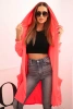 Narzutka z kapturem oversize różowy neon