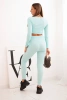 Komplet z bluzką top prążkowany miętowy