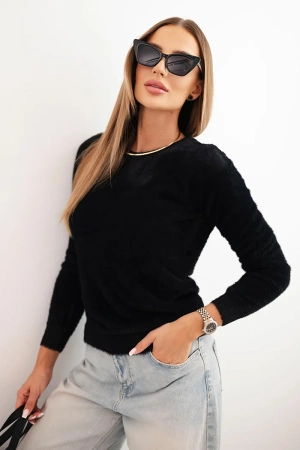 Sweter damski alpaka z okrągłym dekoltem czarny
