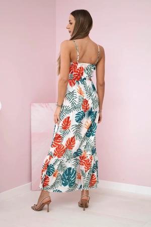 Sukienka z motywem liści ecru