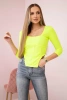 Bluzka z dekoltem prążkowana żółty neon