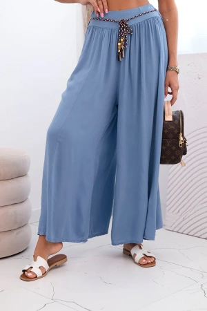 Spodnie damskie z wiskozy z szeroką nogawką jeansowe