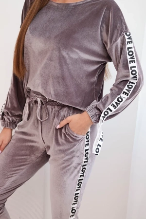 Komplet welurowy Love szary