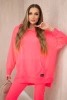 Komplet z bluzą z kapturem różowy neon