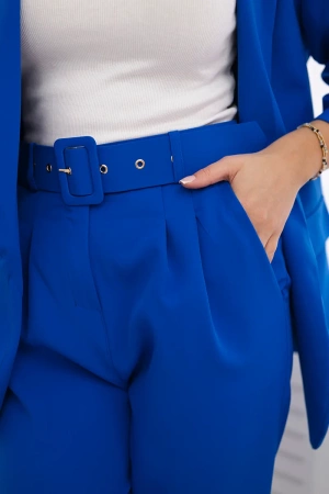 Komplet elegancki marynarki ze spodniami chabrowy