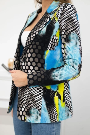 Marynarka bawełniana na guzik z nadrukiem niebieska