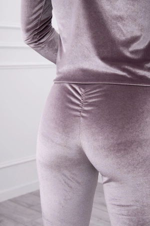 Komplet welurowy z marszczeniem z tyłu szary