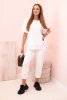 Komplet damski masełko z krótkim rękawem i spodniami ecru