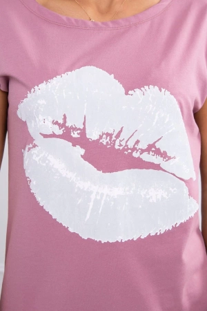Bluzka z nadrukiem ust ciemno różowa