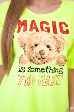 Bluzka z nadrukiem Magic żółty neon