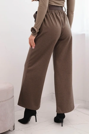 Spodnie damskie eleganckie z paskiem i szeroką nogawką fango