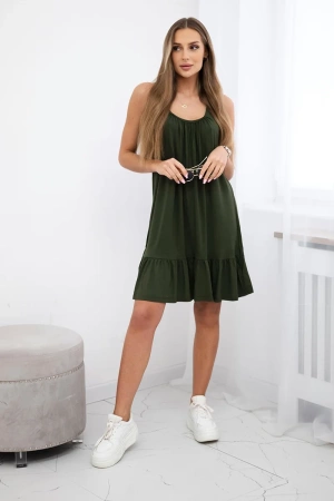 Sukienka na cienkich ramiączkach khaki