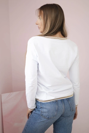 Bluza damska z napisem z cekinami biała