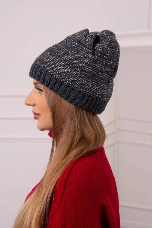 Czapka damska Amira K359 grafitowy+biały