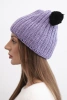 Czapka damska zimowa wełniana z pomponem K433 fioletowa