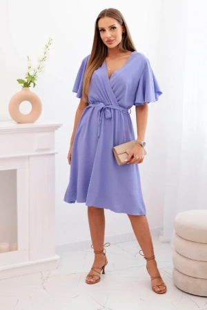 Sukienka z przekładanym dekoltem fioletowa
