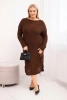 Sukienka swetrowa damska Plus Size z moherem oversize z kieszenią czekoladowa