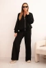 Komplet damski bawełniany z szeroką nogawką i bluzą na suwak czarny