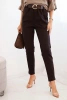 Spodnie damskie wiskozowe z paskiem i zwężaną nogawką brązowe
