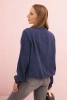 Koszula damska muślinowa z długim rękawem granatowa