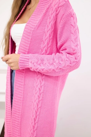 Sweter Kardigan splot warkocz jasny różowy