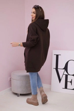 Bluza ocieplana z rozcięciami na bokach brązowa