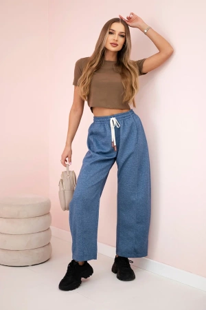Spodnie masełko wiązane w pasie jeansowy melanż