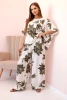 Oversizowy komplet damski z wiskozy z kwiatowym wzorem khaki