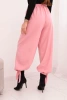 Spodnie damskie z szeroką nogawką i wiązaniem u dołu jasno różowe