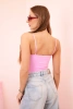 Bluzka body damska na ramiączka z marszczeniem i dekoltem V jasno różowa