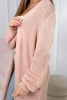 Sweter długi kardigan jasny pudrowy róż