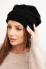 Czapka damska zimowa z wełny z ozdobnym splotem K451 czarna