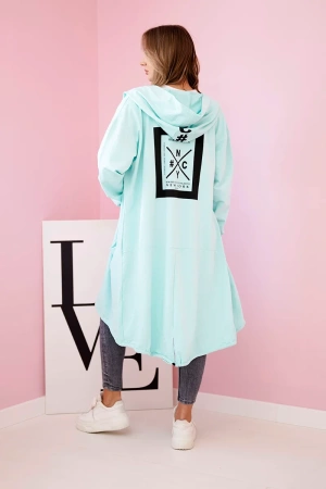 Narzutka z kapturem oversize miętowa