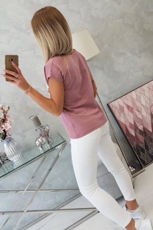 Bluzka z nadrukiem ust ciemno różowa