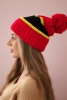 Czapka damska Kinga K297 czerwony+kiwi+czarny