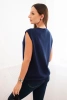 Sweter damski wiskozowy bez rękawów z kieszeniami i dekoltem V granatowy
