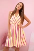 Sukienka damska bawełniana w kolorowe paski żółty neon