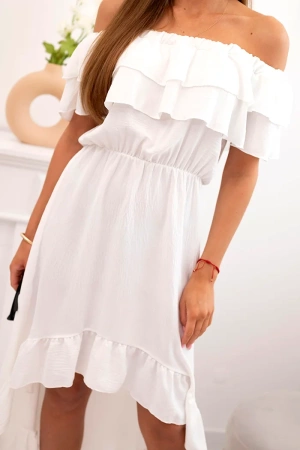 Sukienka damska hiszpanka z dłuższym tyłem ecru